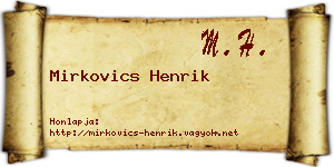 Mirkovics Henrik névjegykártya